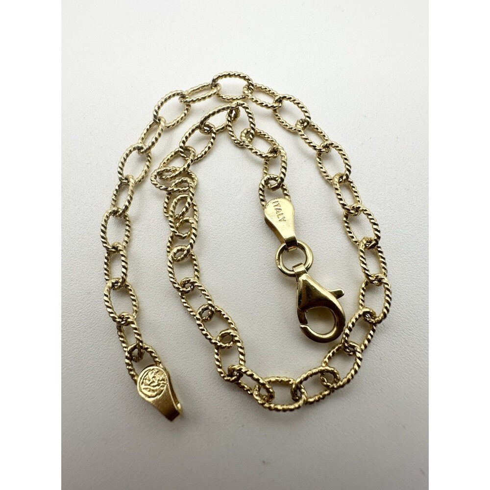 925 Italy Gold Vermeil Oval Link Chain Bracelet 7.25” 3mm Wide